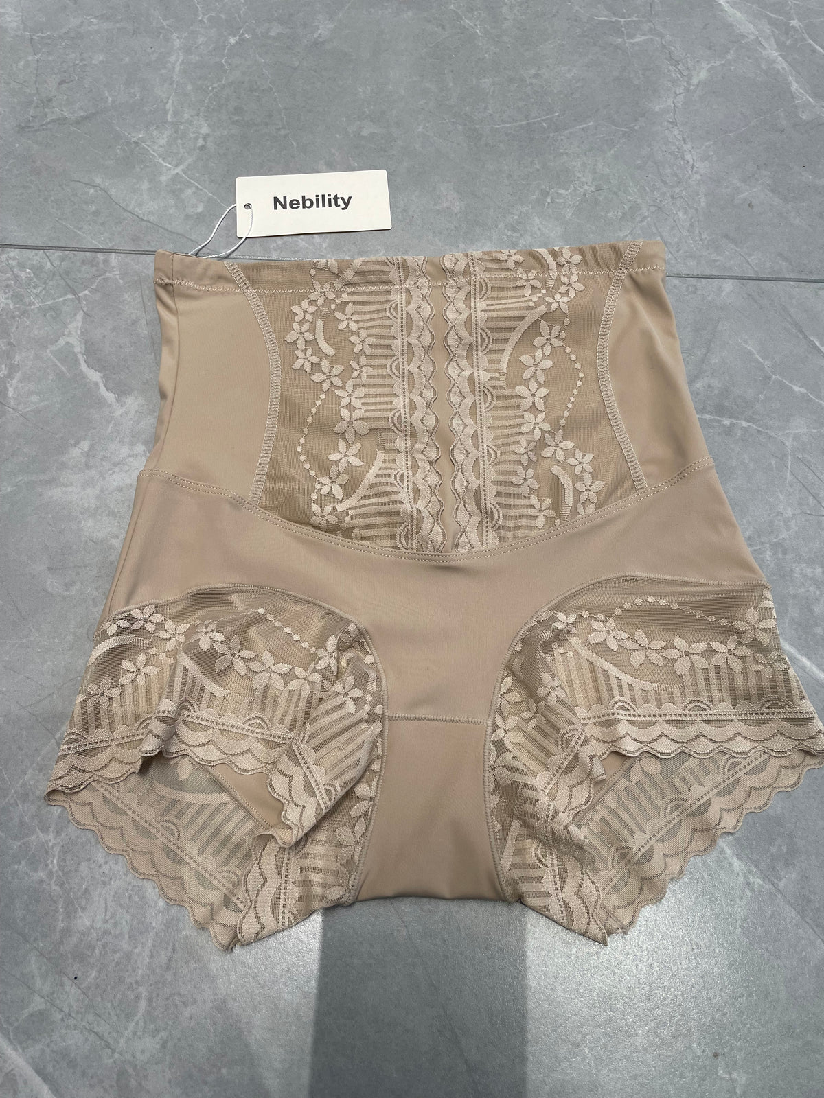 Nebility Women Lace Shorts High Waist Floral Lace Patchwork Panty Shorts Stretchy Lingerie Underwear