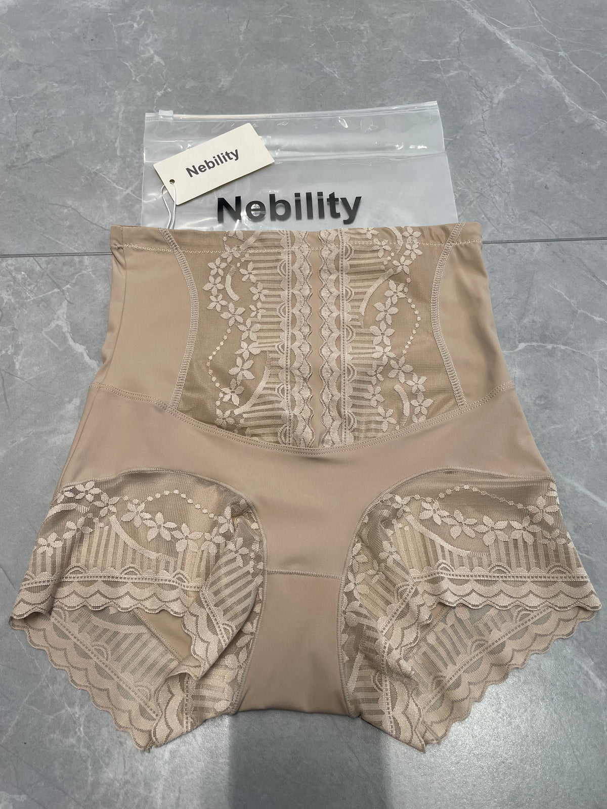 Nebility Women Lace Shorts High Waist Floral Lace Patchwork Panty Shorts Stretchy Lingerie Underwear