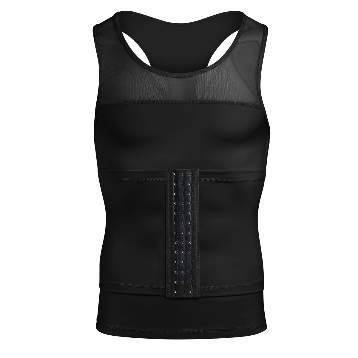 Mens 2 Layer Tummy Compression Vest Waist Trainer Undershirt Black - Nebility