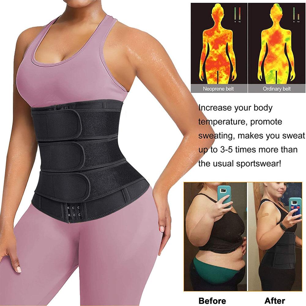 3 Straps Sauna Hot Waist Trainer Belt For Women Workout Before And After - Nebility
