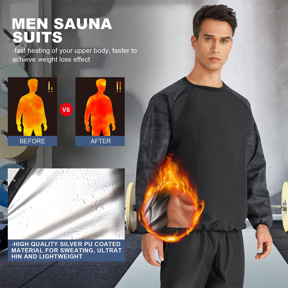 Nebility Lightweight Long Sleeve Sauna Sweat Workout Top for Men