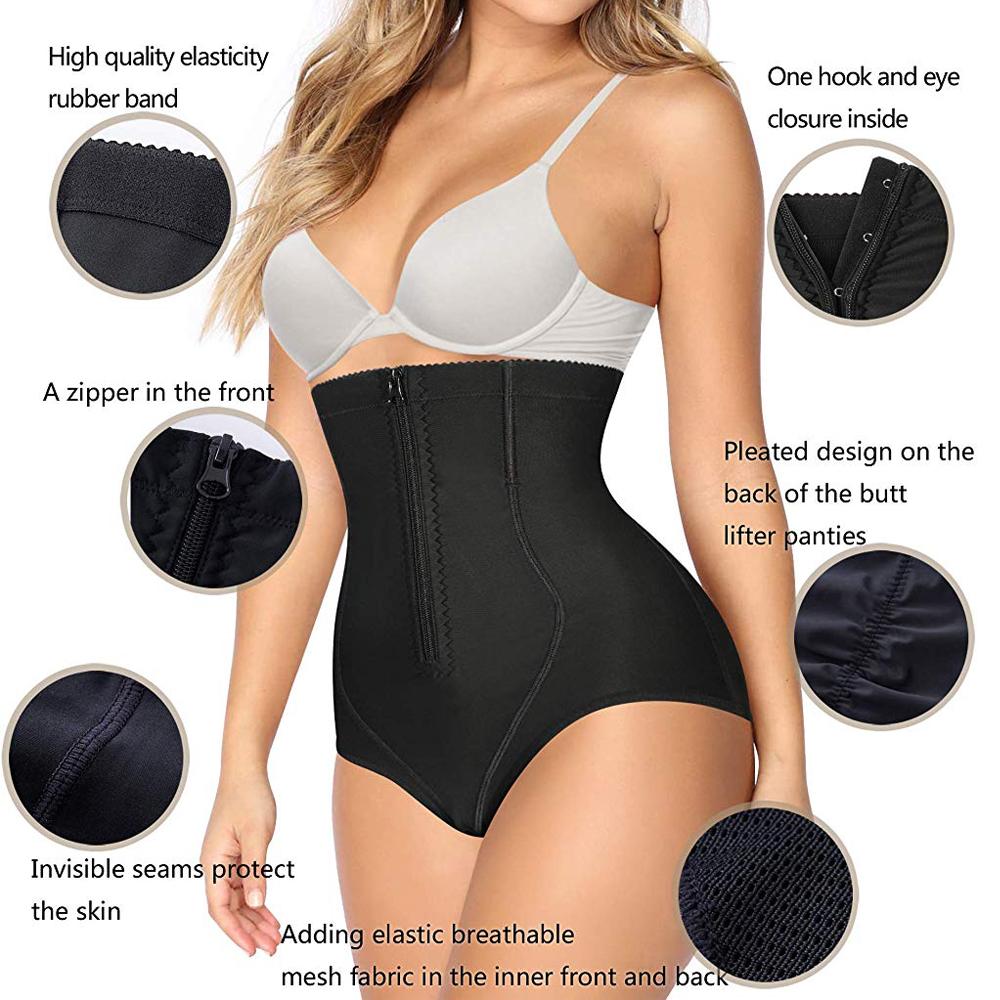 High Waist Front Zipper Body Shaper Panty For Women - Nebility