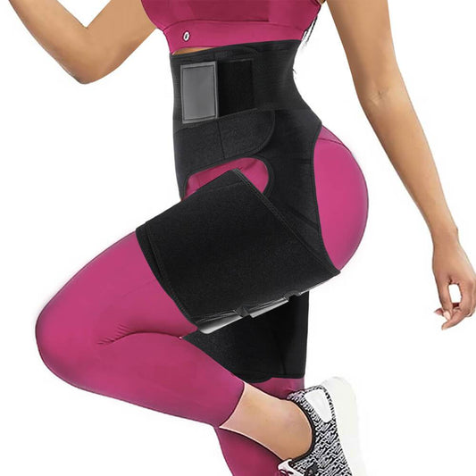 Black Waist Trainer For Women 3 In 1 Thighs Trimmer Bands - Nebility