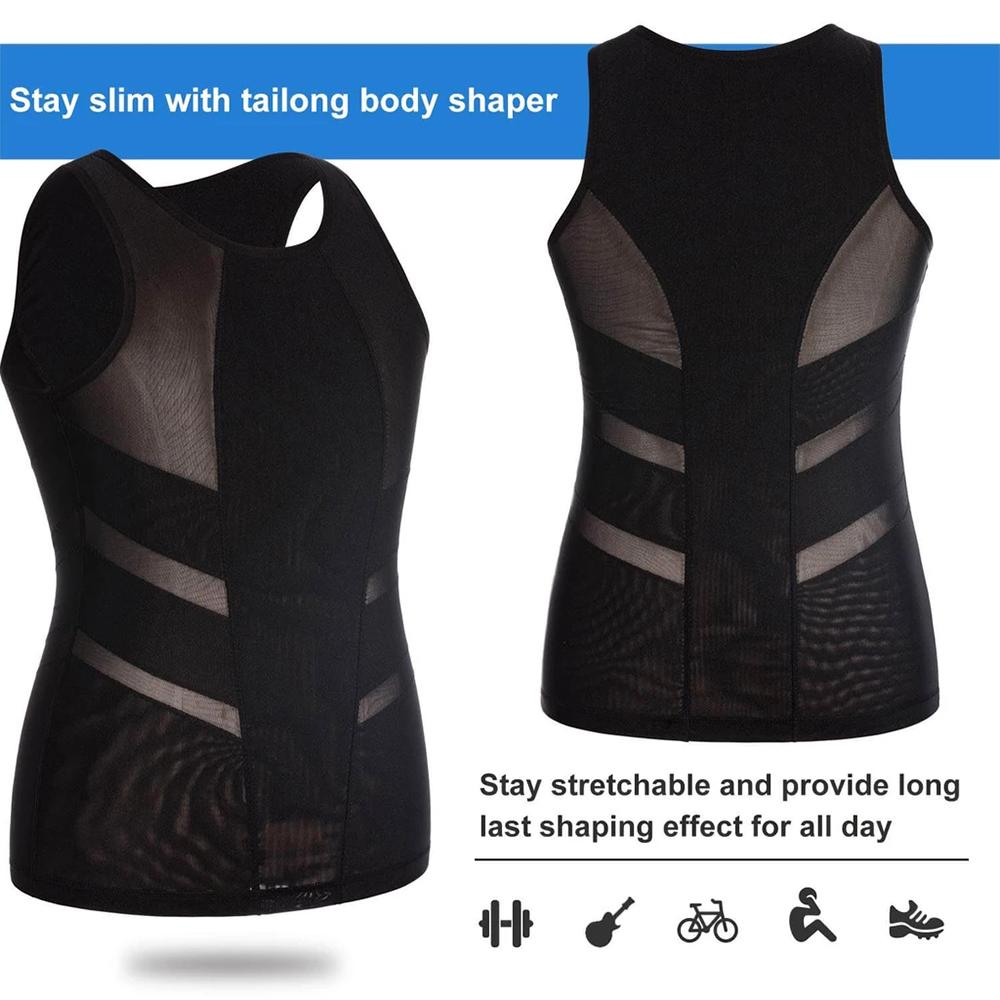 Breathable Mesh Tank Top Black Slimming Vest For Men's Tummy Control - Nebility