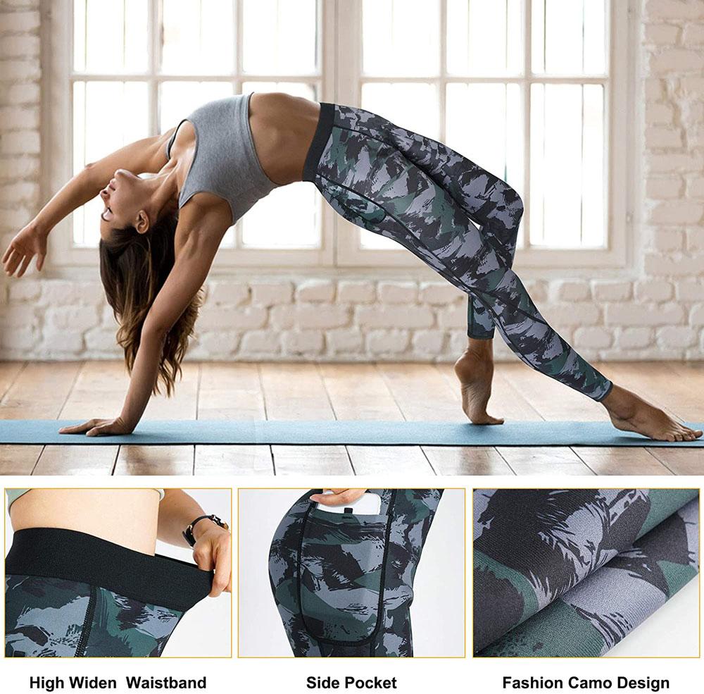 Camouflage Neoprene High Waist 3 Layers Yoga Pants for Women - Nebility