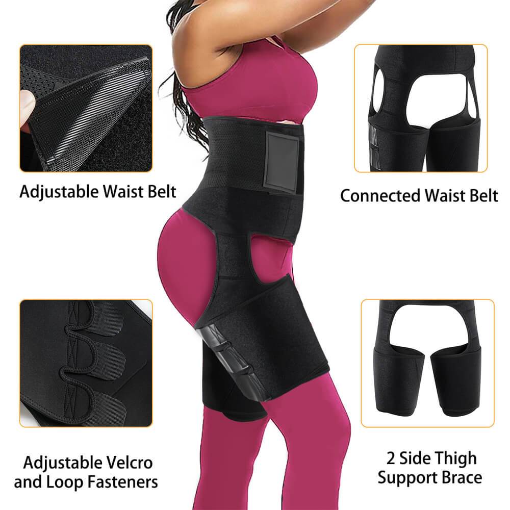Black Waist Trainer For Women 3 In 1 Thighs Trimmer Bands Details- Nebility