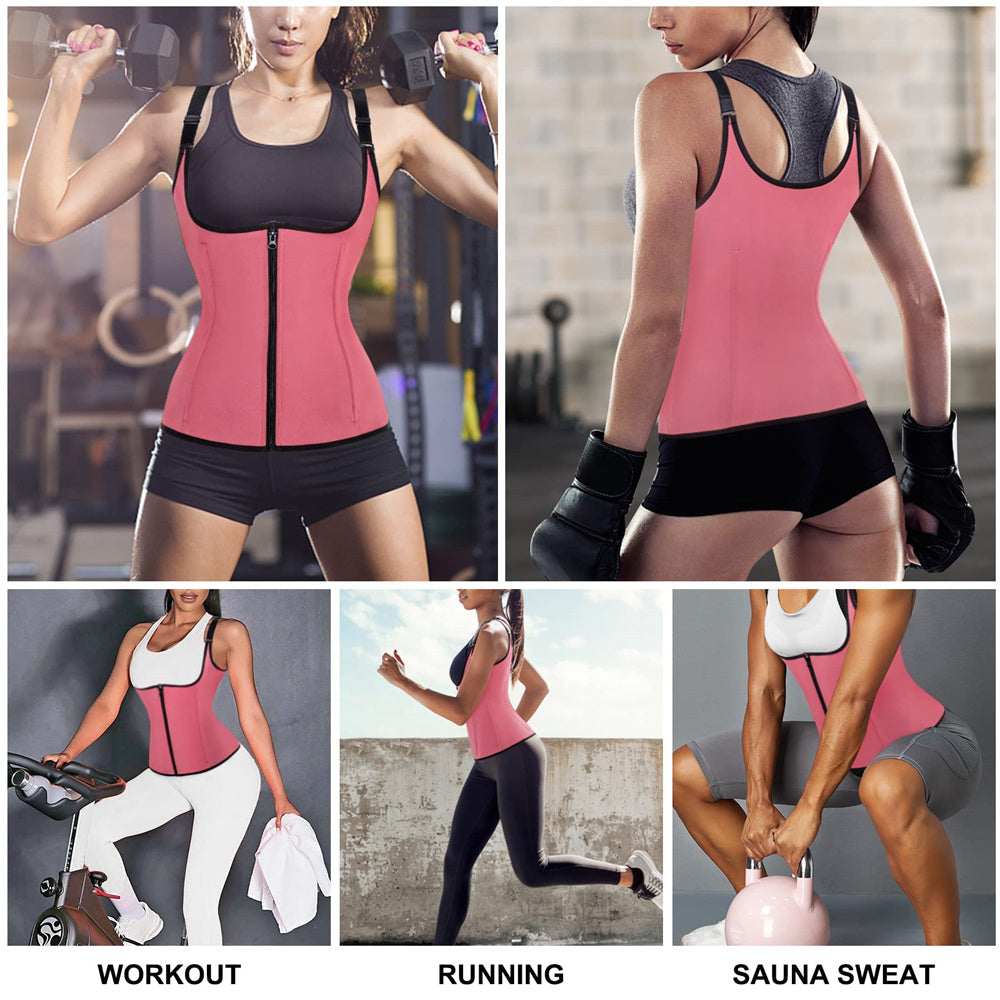 Nebility Women Heat Trapping Sweat Adjustable Zipper Corset