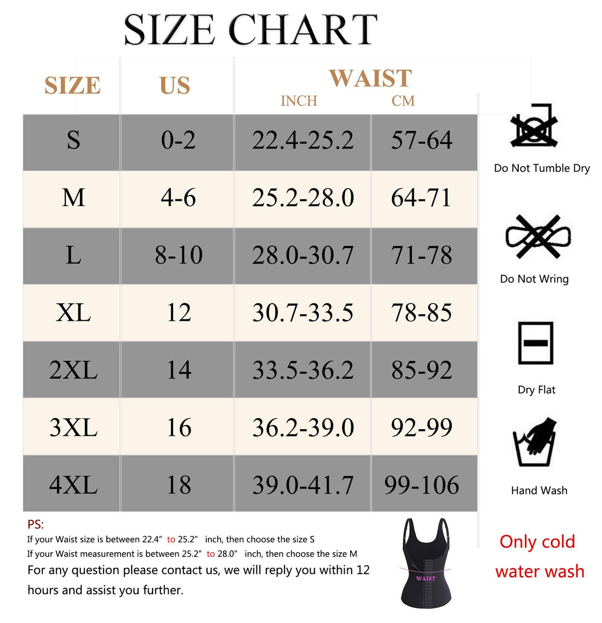 Waist Trainer Corset Vest For Weight Loss Sport Body Shaper Szie Chart - Nebility