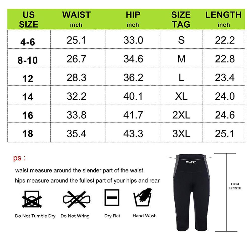 Women High Waist  Tummy Control Sport Pants For Exercise Size Chart - Nebility