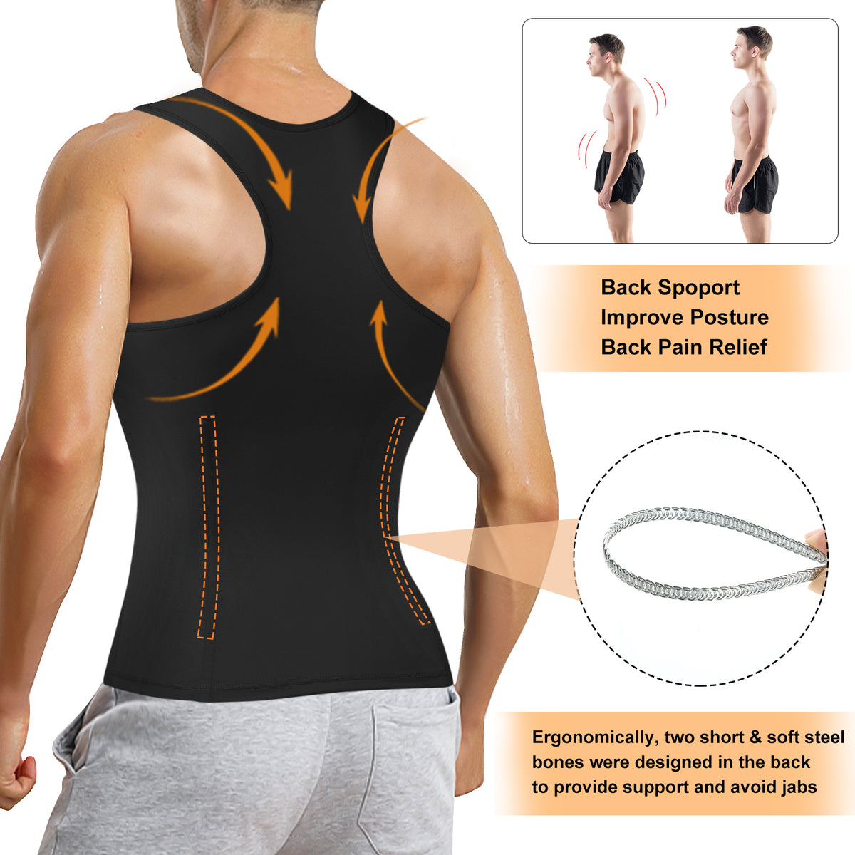 Mens 2 Layer Tummy Compression Vest Waist Trainer Undershirt Before And After - Nebility