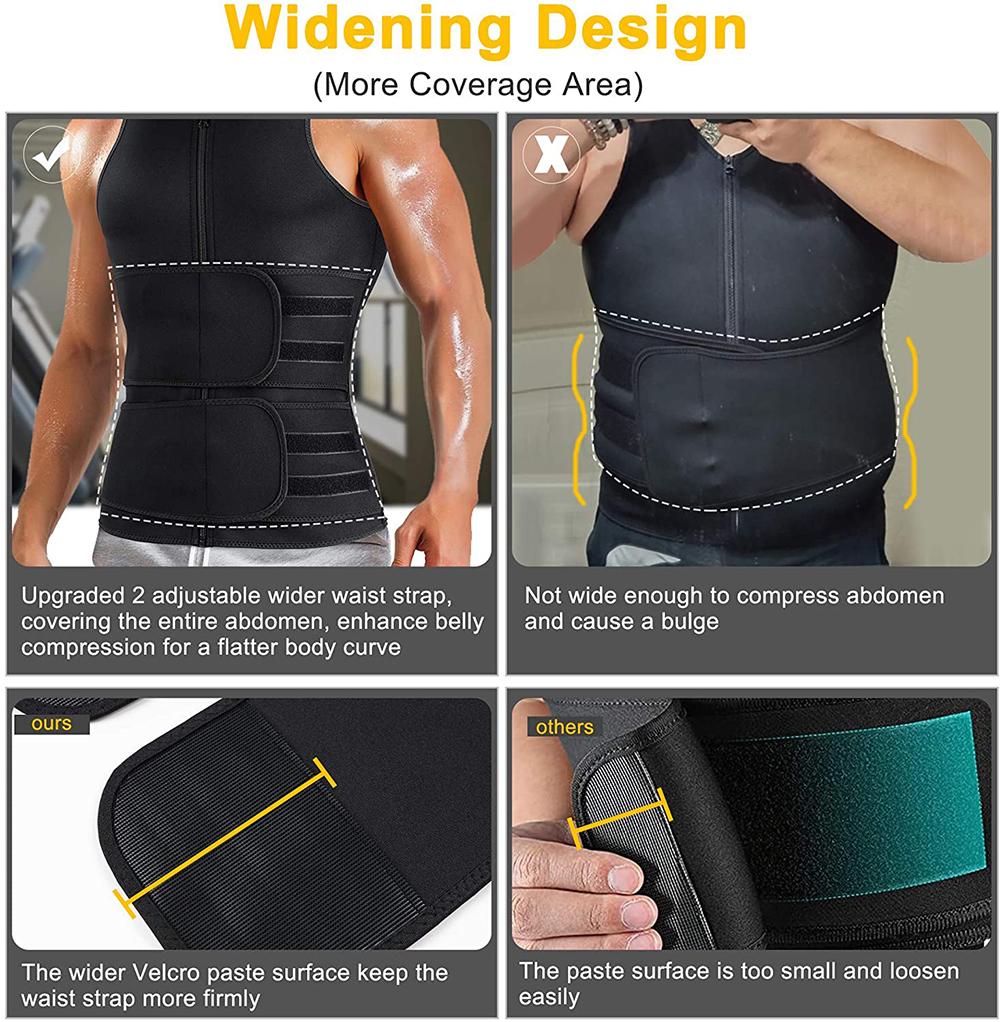 Nebility Men Sauna Sweat Vest with Adjustable Double Belts